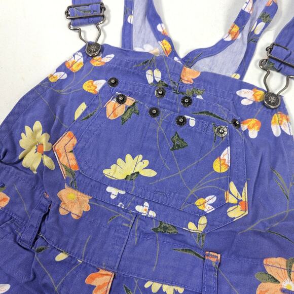 Vtg The Children's Place Shortalls Girls Size 3-4T Purple Overalls Floral 90s - Picture 2 of 5
